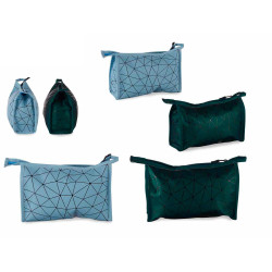 BIG RECTANGULAR TRAVEL BAG SET BLUE GREEN