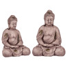 BOUDDHA POLYRESINE ASSIS MAINS JOINTES GRIS 