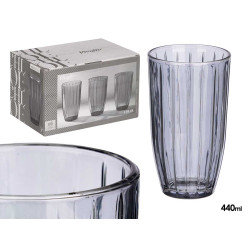 440ML SMOKY STRIPED TALL GLASS