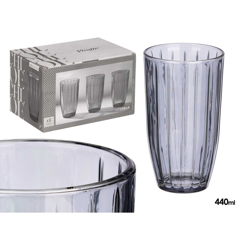 COPO ALTO RISCAS 440ML CINZENTO