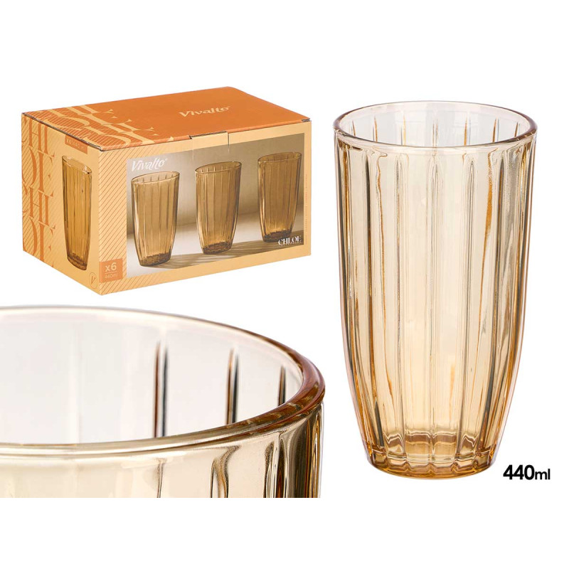 BICCHIERE ALTO RIGHE 440ML AMBRA