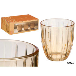 330ML AMBER STRIPED WATER GLASS