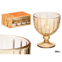 COUPE GLACE RAYURES 350ML AMBRE