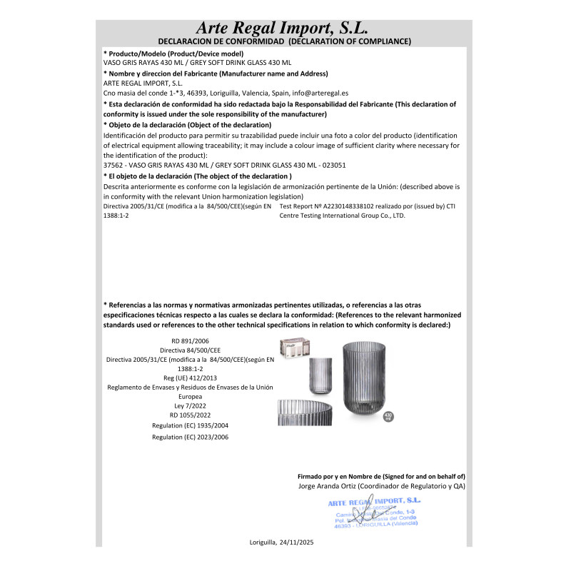 VASO GRIS RAYAS 430 ML