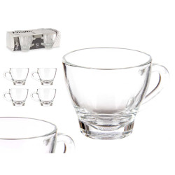 CONJ 4 CHÁVENAS VIDRO PARA CAFÉ COM ASA 80ML