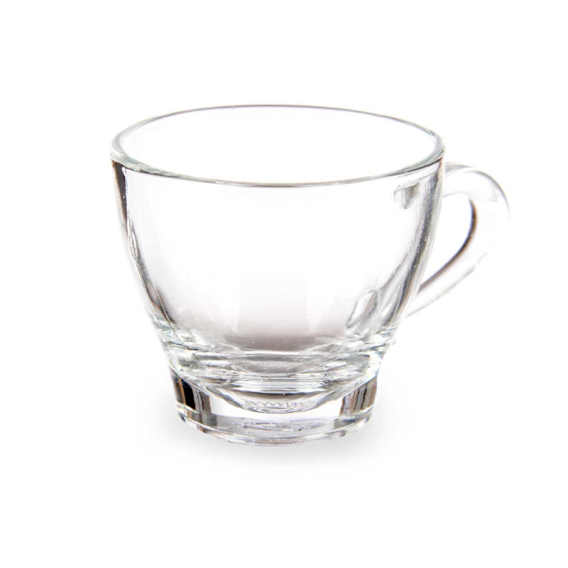SET 4 GLASS COFFEE CUPS WITH HANDLE 80ML