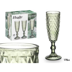 GREEN SPARKLING WINE GLASS DIAMOND 170 ML