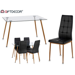 SET TABLE DAVI 4 CHAISES NOIRS