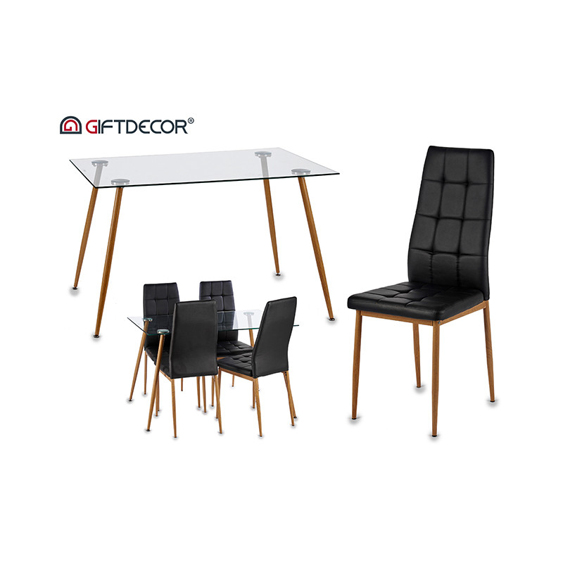 SET TABLE DAVI 4 CHAISES NOIRS