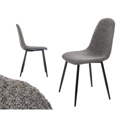 CHAISE EN PEAU DE MOUTON À PIEDS NOIRS GRIS FONCÉ