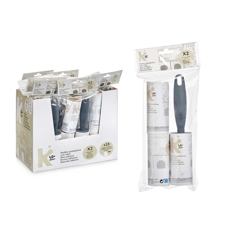 SET ROULEAU ANTI-PELUCHE, 2 REMPLAC. 15 FEUILLES