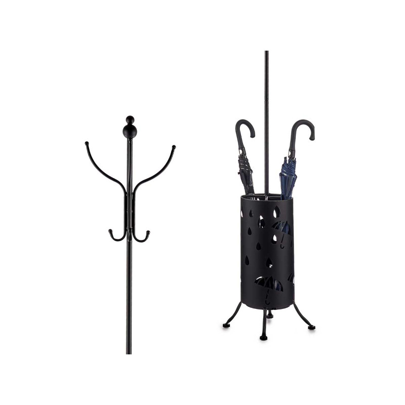METAL BLACK ROUND COAT RACK UMBRELLA'S HOLDER