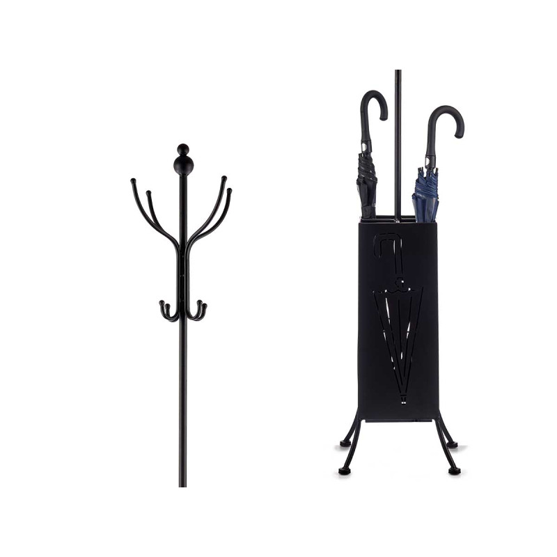 PORTEMANTEAU PORTE PARAPLUIE METAL CARRE NOIR