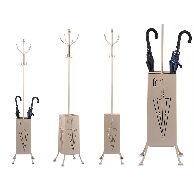 PORTEMANTEAU PORTE PARAPLUIE METAL CARRE CREME