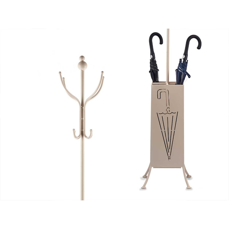 PORTEMANTEAU PORTE PARAPLUIE METAL CARRE CREME