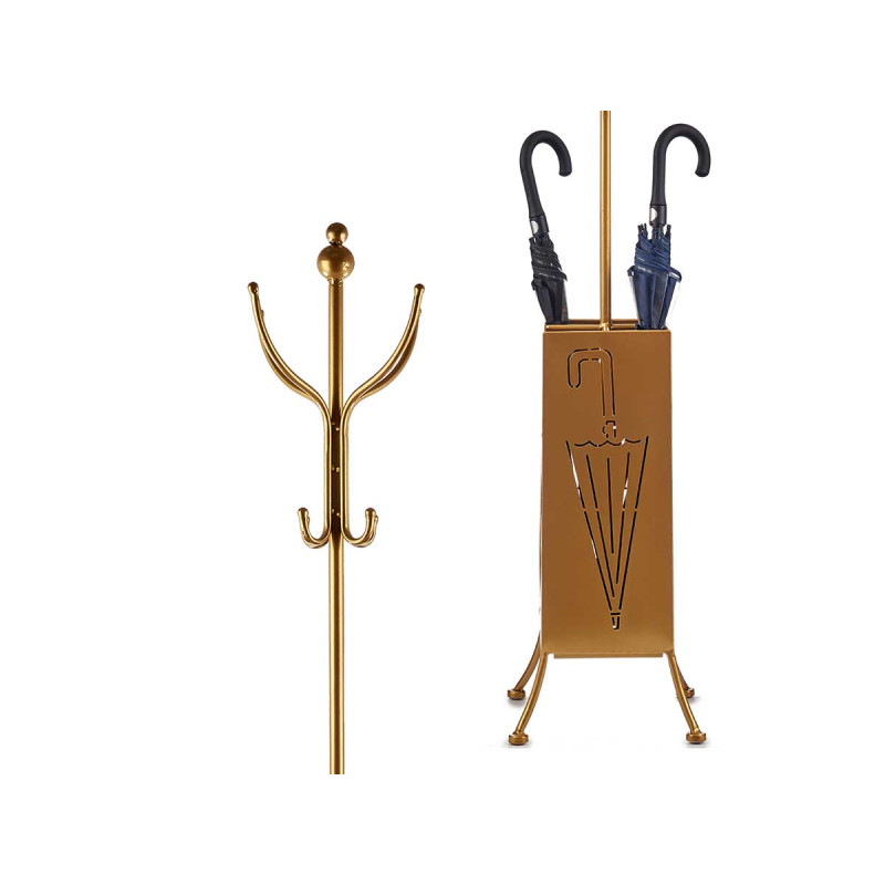 SQUARE GOLDEN METAL COAT RACK UMBRELLA'S HOLDER