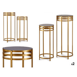 SET 2 TALL TABLES BLACK AND GOLD