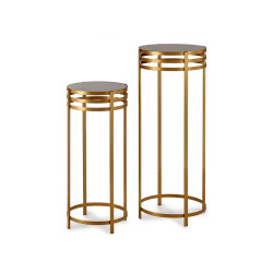 SET 2 MESAS ALTAS NEGRO ORO