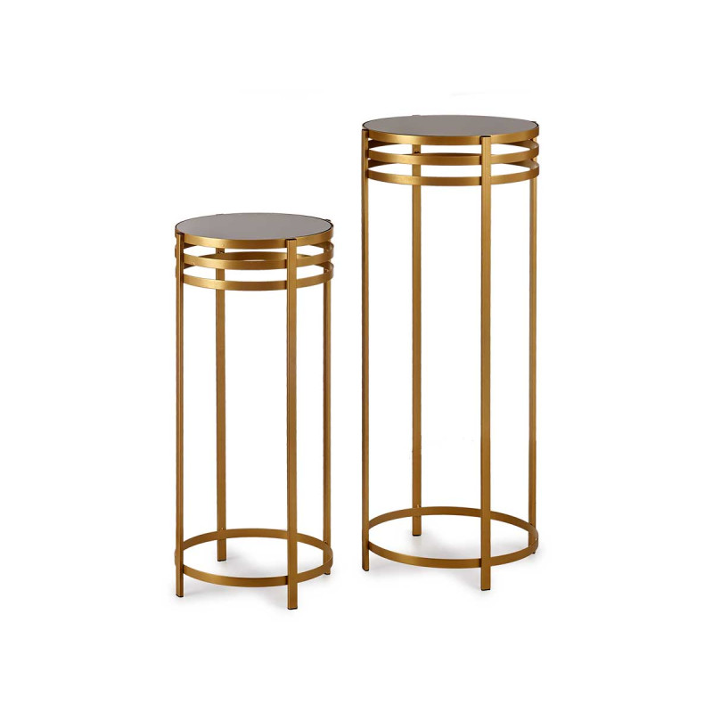 SET 2 MESAS ALTAS NEGRO ORO