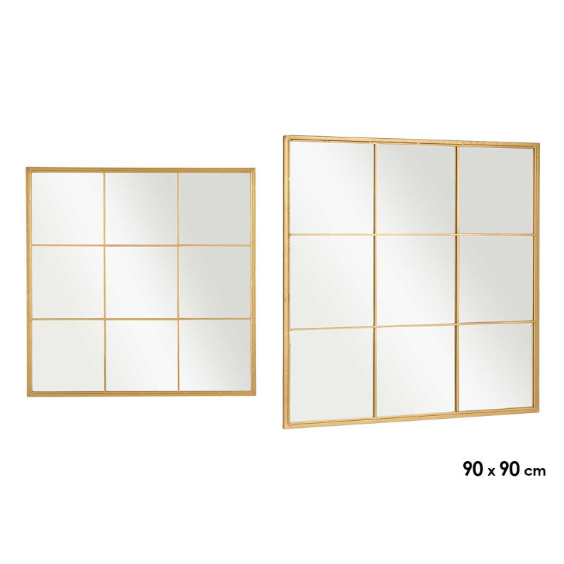 ESPELHO JANELA DOURADO 90X90CM