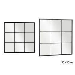 BLACK WINDOW MIRROR 90X90CM