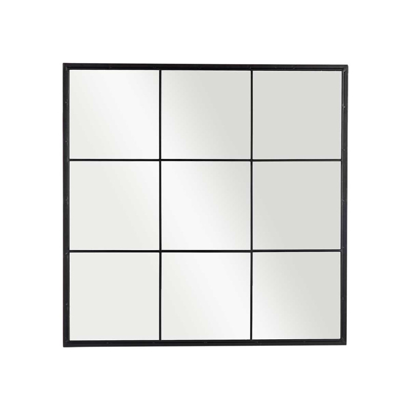 BLACK WINDOW MIRROR 90X90CM