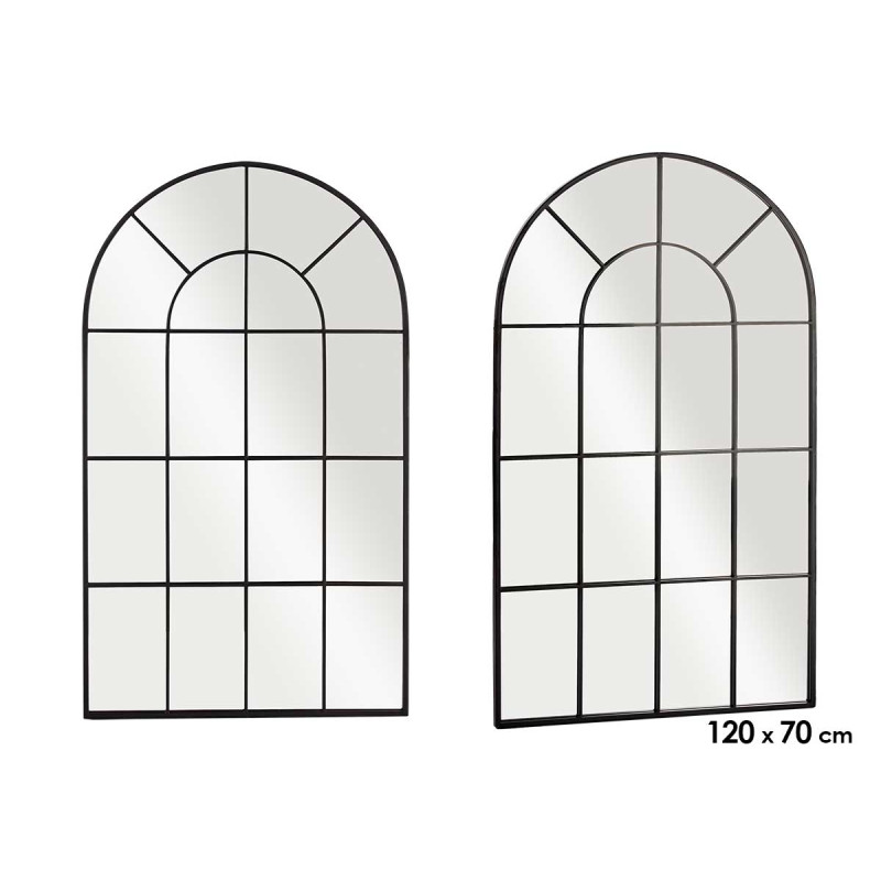 MIROIR FENÊTRE COURBÉ NOIR 120X70CM