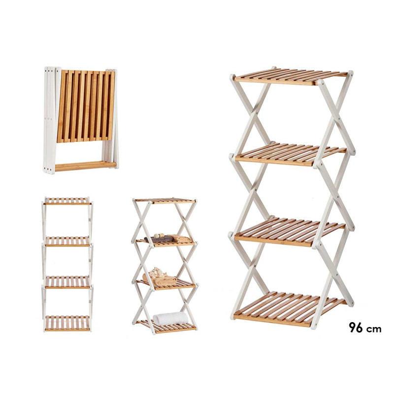 ESTANTERIA CUADRUPLE PLEGABLE BAMBU BLANCA