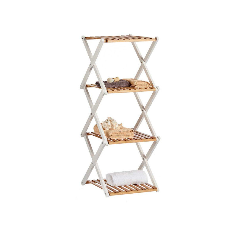 ESTANTERIA CUADRUPLE PLEGABLE BAMBU BLANCA