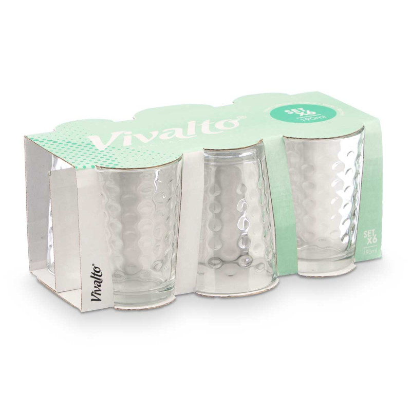 SET 6 VASOS PUNTOS 190ML