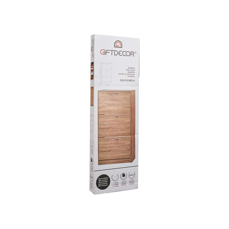 ZAPATERO MADERA 3 PISOS COLOR BEIGE