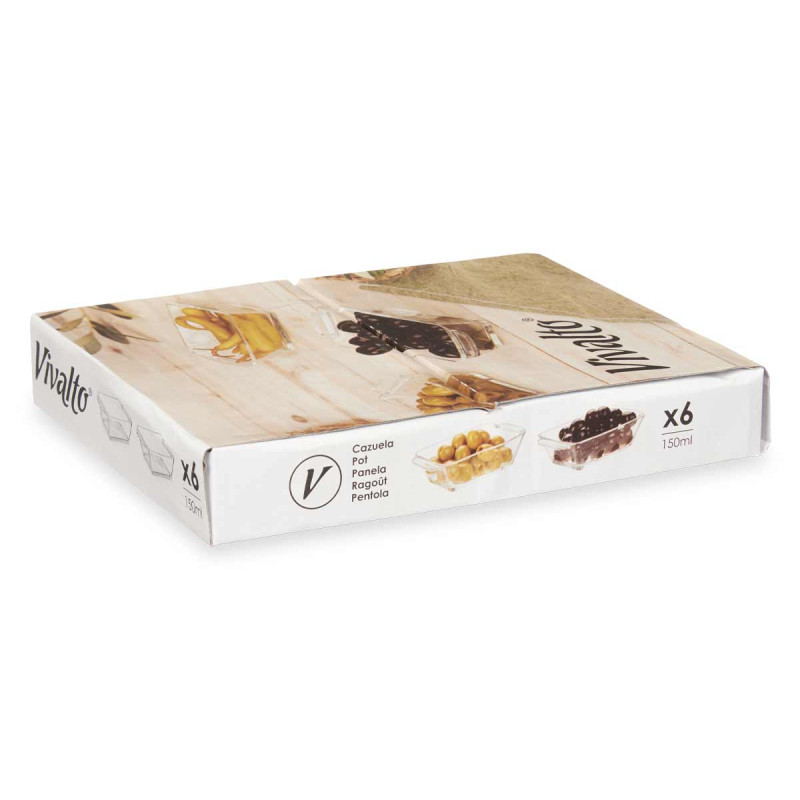 CASSERUOLA VETRO APERITIVO RETT CON MANICI 150ML
