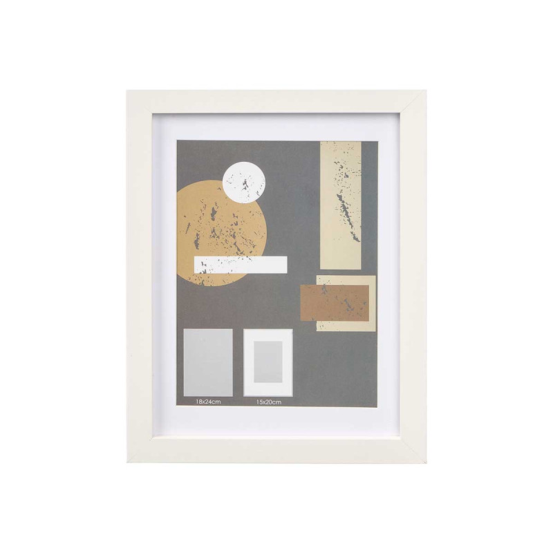 PORTAFOTO PARED MADERA PASPARTU 15X20CM BLANCO