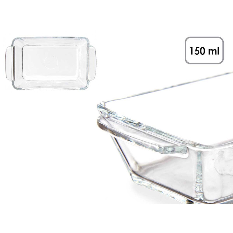 CAÇAROLA VIDRO RECTANGULAR COM ASAS 150ML