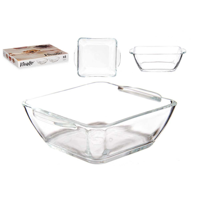 CASSEROLE CARRÉ VERRE APÉRITIFS POIGNÉES 150ML