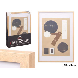 PORTAFOTO PARED MADERA PASPARTU 50X70CM NATURAL