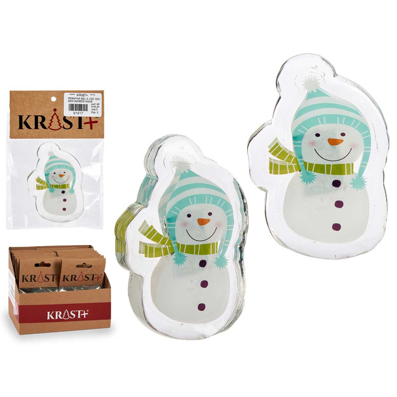 GEL STICKER COM LED 10X10CM BONECO DE NEVE