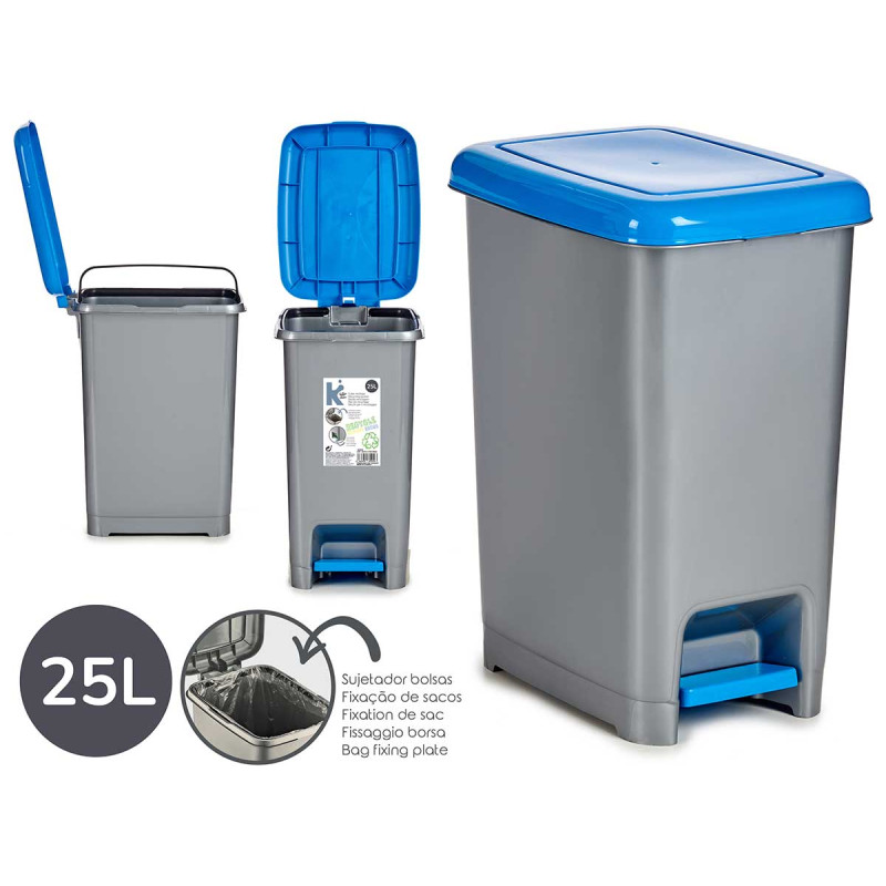 CAIXOTE DO LIXO AZUL 25L RECICLAGEM PEDAL