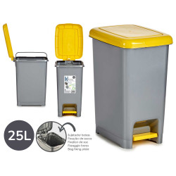 CAIXOTE PLASTICO AMARELO 25L RECICLAGEM C PEDAL