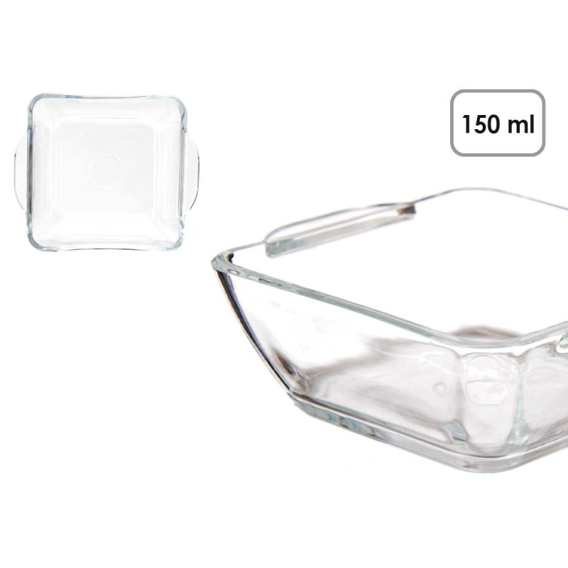 CAÇAROLA VIDRO QUADRADA COM ASAS 150ML