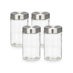 SET 4 TARRO REDONDO TAPA ACERO 1L