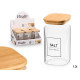 BOTE CUADRADO BOROSILICATO TAPA BAMBU SALT 1,2L