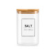 SQUARE BOROSILICATE JAR BAMBOO LID SALT 1,2L