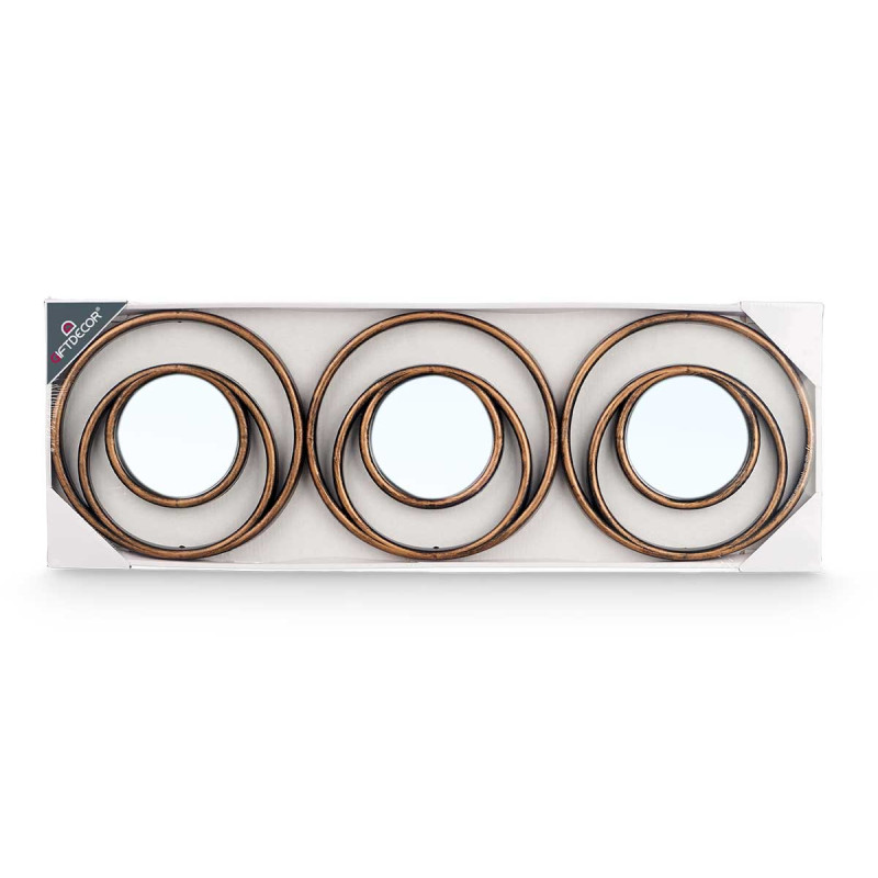 SET 3 ESPEJOS AROS NEGRO DORADO