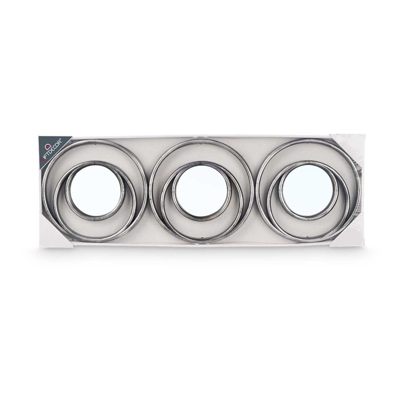 SET 3 ESPEJOS AROS NEGRO PLATEADO