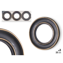 SET 3 ROUNDED MIRROWS GOLDEN BLACK 