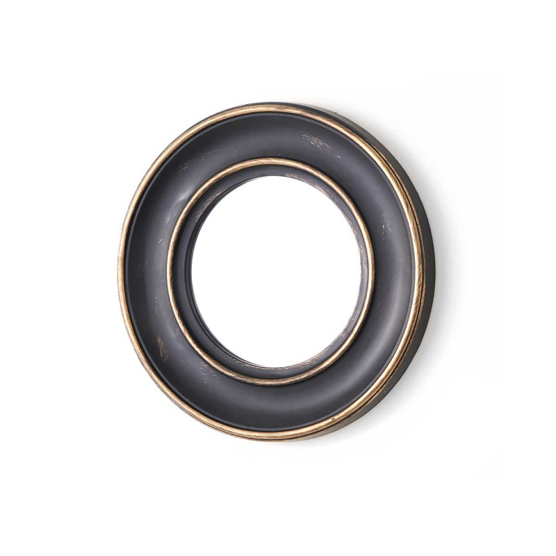 SET 3 MIROIRS RONDS NOIR DORÉ
