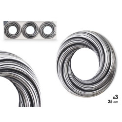 SET 3 ROUNDED MIRROWS BLACK AND SILVER WAVES