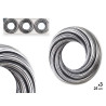 SET 3 SPECCHI ROTONDO ONDE NERO ARGENTO 