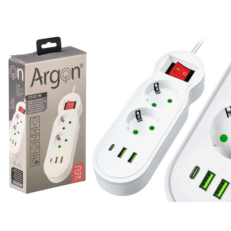 MULTIFUCTION  POWER STRIP 2 3 OUTLET SWITCH 2500W